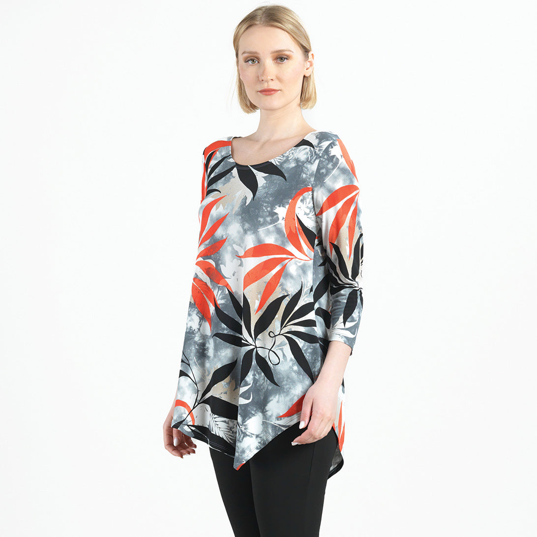 Kerchief Angle Hem Tunic - Leaf Scatter - Final Sale! | Clara Sunwoo Popular