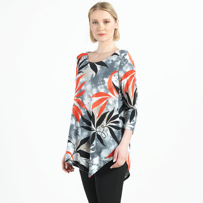 Kerchief Angle Hem Tunic - Leaf Scatter - Final Sale! | Clara Sunwoo Popular