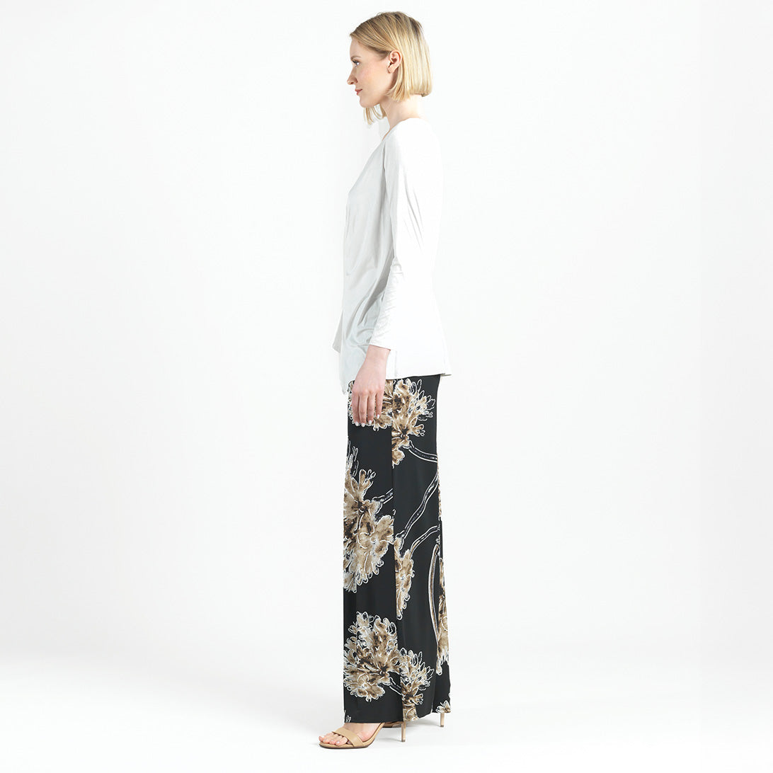 Crushed Silk Knit - Long Sleeve Side Gathered Drape Tunic - Ivory - Final Sale! | Clara Sunwoo Trending