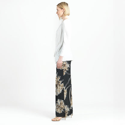 Crushed Silk Knit - Long Sleeve Side Gathered Drape Tunic - Ivory - Final Sale! | Clara Sunwoo Trending