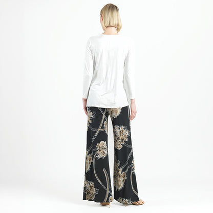 Crushed Silk Knit - Long Sleeve Side Gathered Drape Tunic - Ivory - Final Sale! | Clara Sunwoo Trending