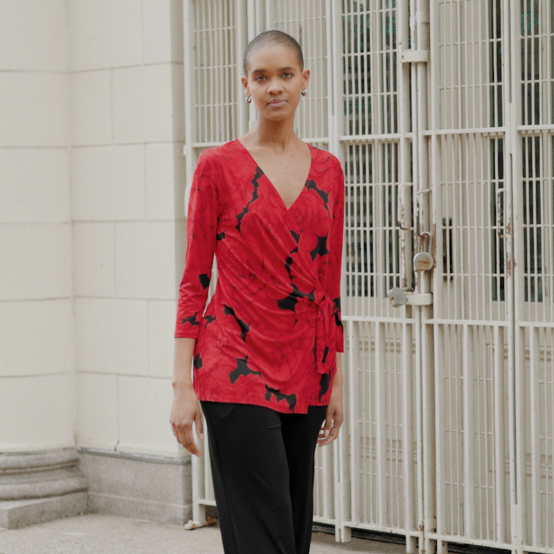 Surplice Faux Wrap Side Tie Tunic - Rose Floret - Final Sale! | Clara Sunwoo Best Price