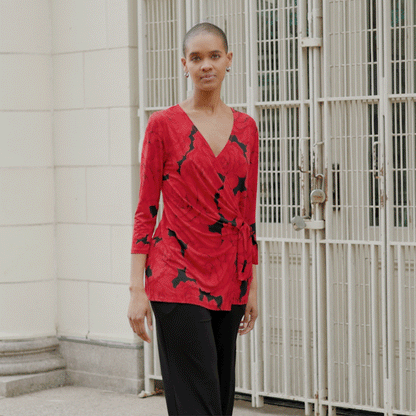Surplice Faux Wrap Side Tie Tunic - Rose Floret - Final Sale! | Clara Sunwoo Best Price