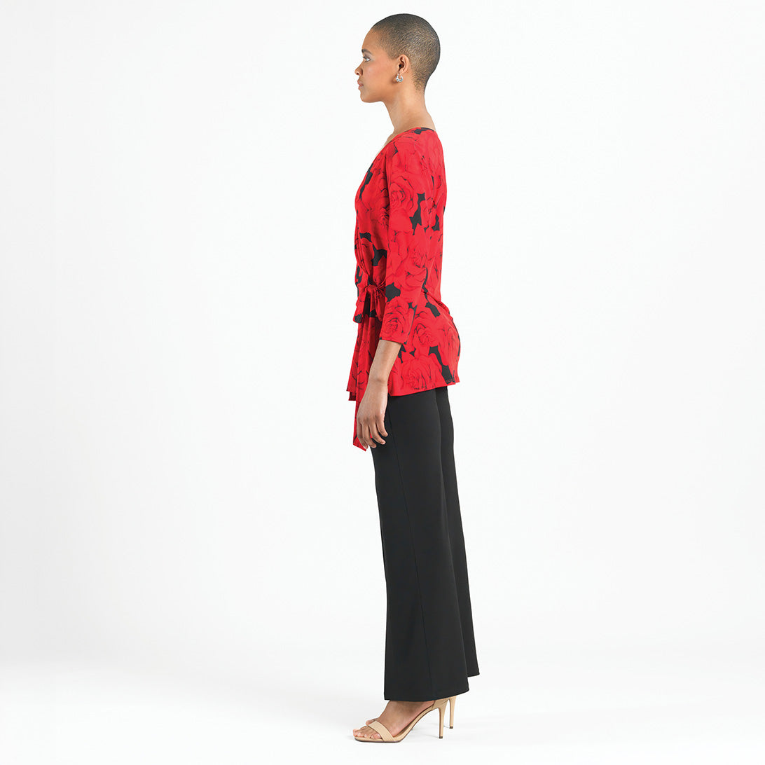 Surplice Faux Wrap Side Tie Tunic - Rose Floret - Final Sale! | Clara Sunwoo Best Price