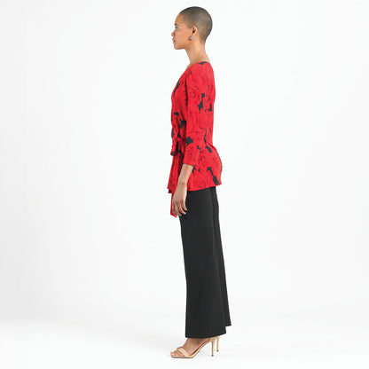Surplice Faux Wrap Side Tie Tunic - Rose Floret - Final Sale! | Clara Sunwoo Best Price