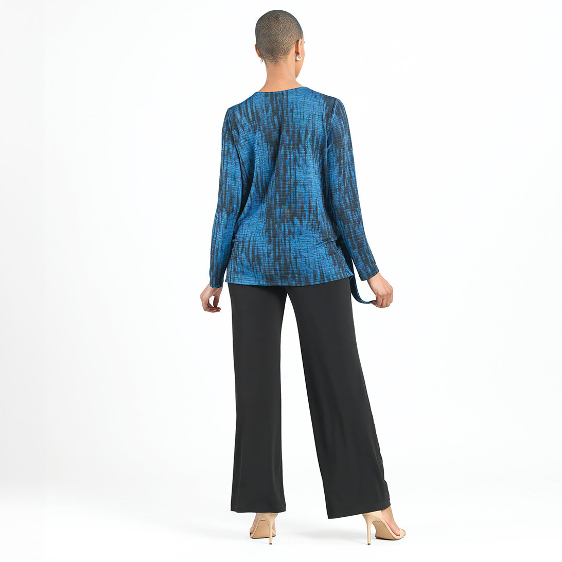 Crinkle Pleat - Blouson Overlay Side Tie Detail Top - Water Ripple-Cobalt - Final Sale! | Clara Sunwoo Value