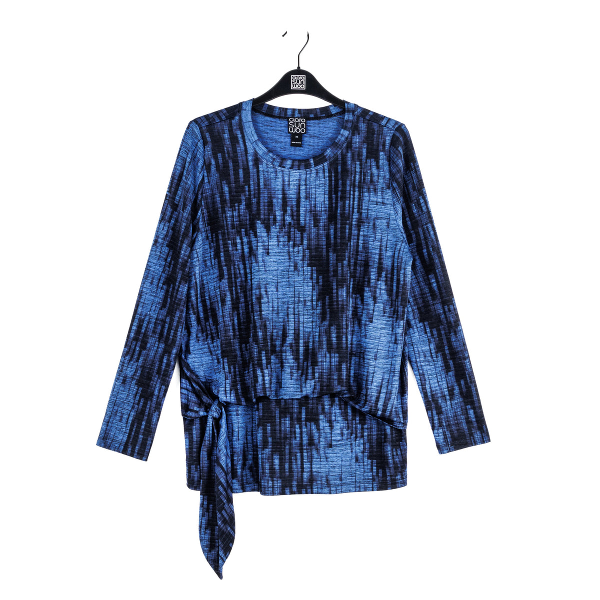 Crinkle Pleat - Blouson Overlay Side Tie Detail Top - Water Ripple-Cobalt - Final Sale! | Clara Sunwoo Value