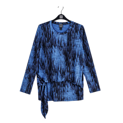 Crinkle Pleat - Blouson Overlay Side Tie Detail Top - Water Ripple-Cobalt - Final Sale! | Clara Sunwoo Value