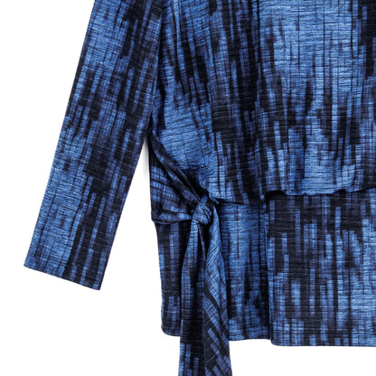 Crinkle Pleat - Blouson Overlay Side Tie Detail Top - Water Ripple-Cobalt - Final Sale! | Clara Sunwoo Value