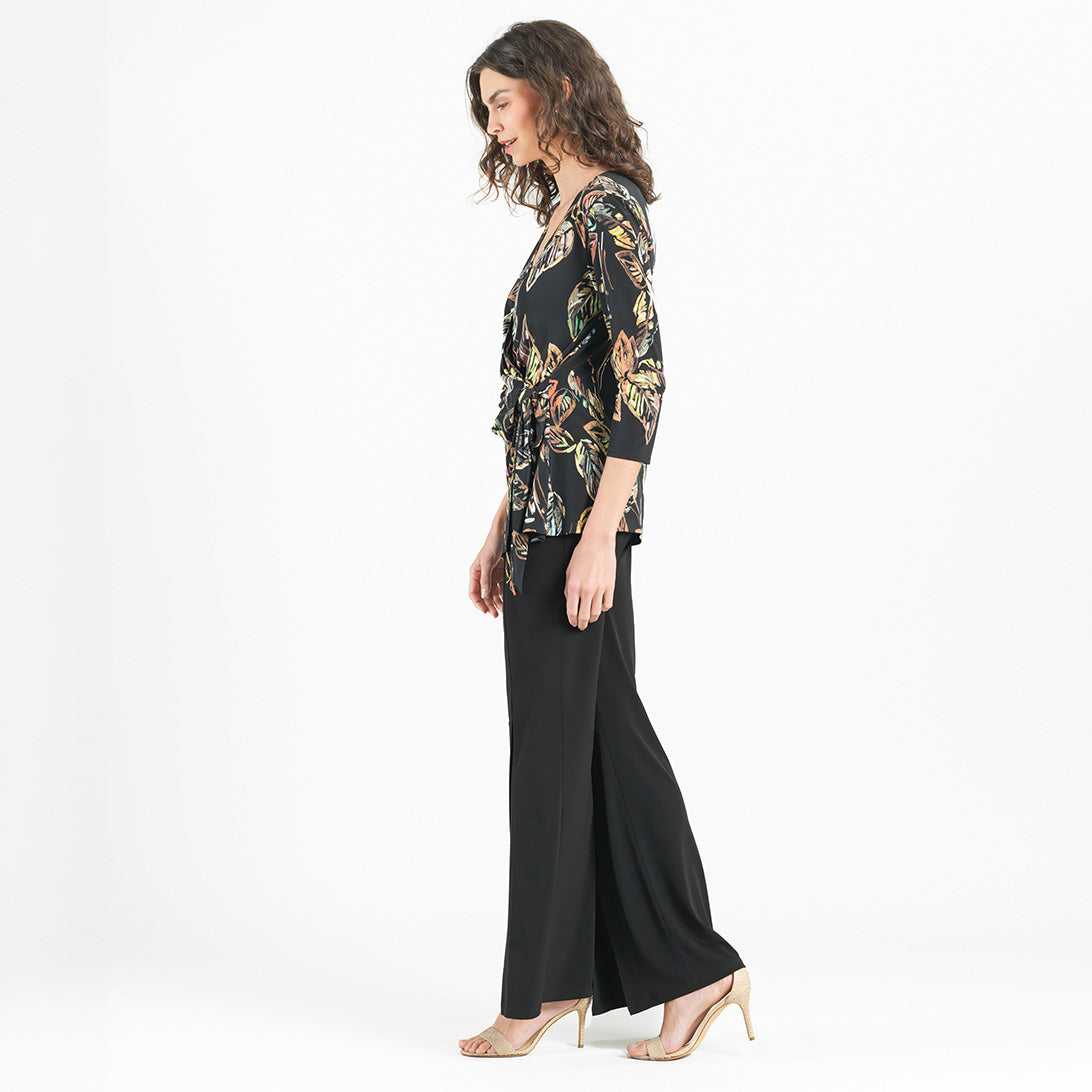 Surplice Faux Wrap Side Tie Tunic - Leaf Colorburst - Final Sale! | Clara Sunwoo Discount