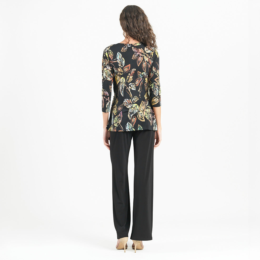 Surplice Faux Wrap Side Tie Tunic - Leaf Colorburst - Final Sale! | Clara Sunwoo Discount