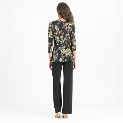 Surplice Faux Wrap Side Tie Tunic - Leaf Colorburst - Final Sale! | Clara Sunwoo Discount