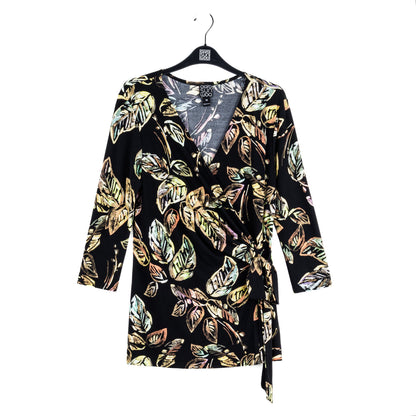 Surplice Faux Wrap Side Tie Tunic - Leaf Colorburst - Final Sale! | Clara Sunwoo Discount