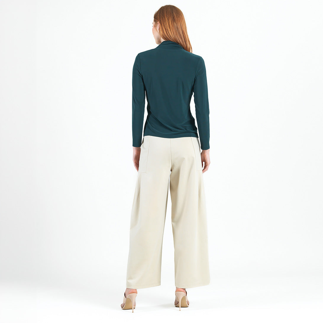 V-Neck Draped Pleat Top - Hunter Green - Final Sale | Clara Sunwoo Trusted