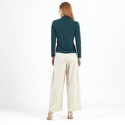 V-Neck Draped Pleat Top - Hunter Green - Final Sale | Clara Sunwoo Trusted
