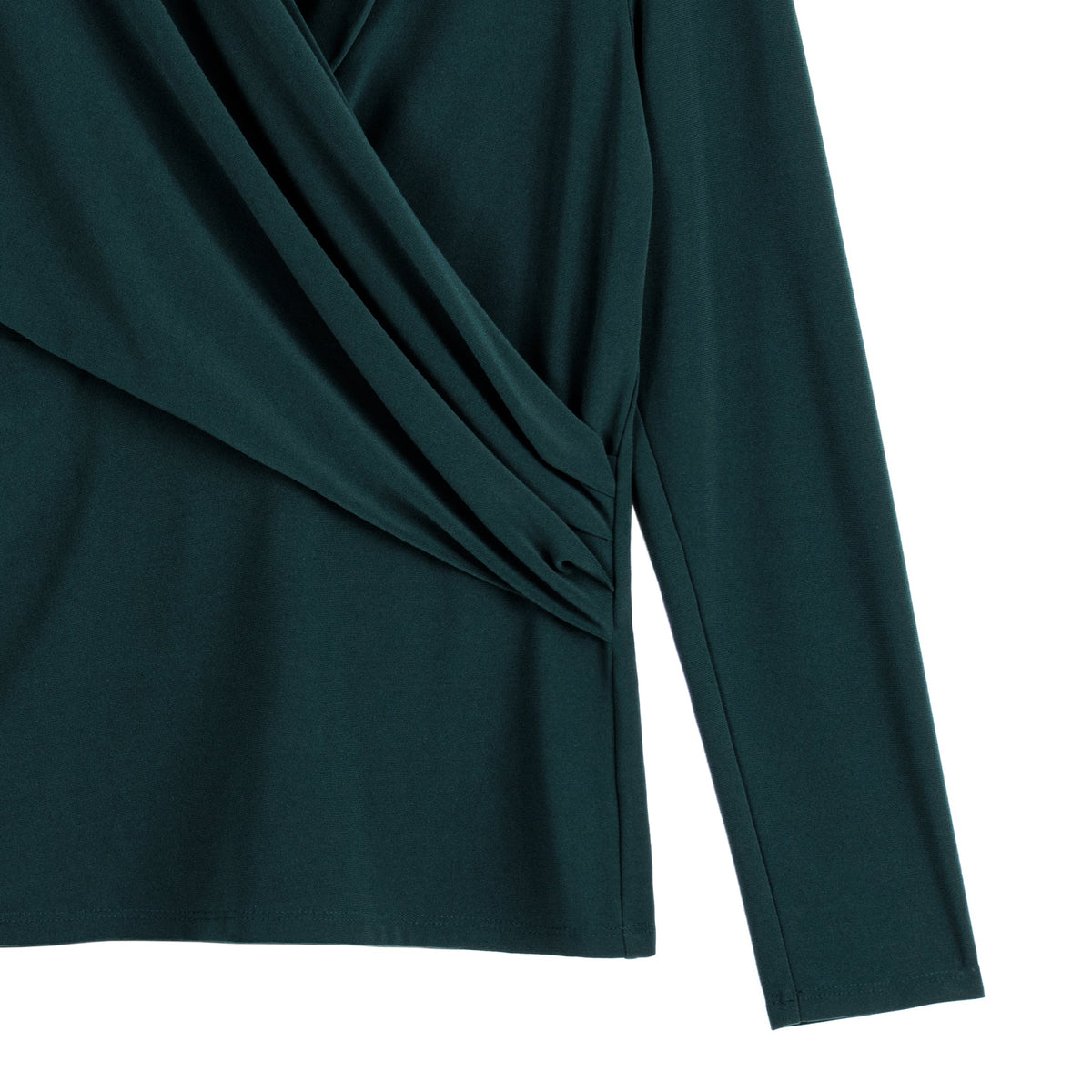 V-Neck Draped Pleat Top - Hunter Green - Final Sale | Clara Sunwoo Trusted