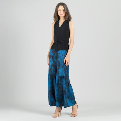 Crinkle Pleat Knit - Tiered Skirt-Pant - Water Ripple-Cobalt - Final Sale! | Clara Sunwoo Latest
