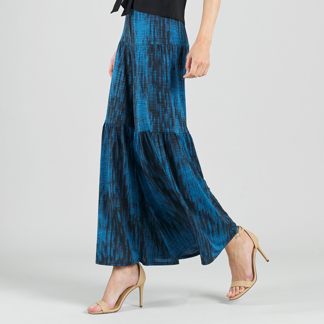 Crinkle Pleat Knit - Tiered Skirt-Pant - Water Ripple-Cobalt - Final Sale! | Clara Sunwoo Latest