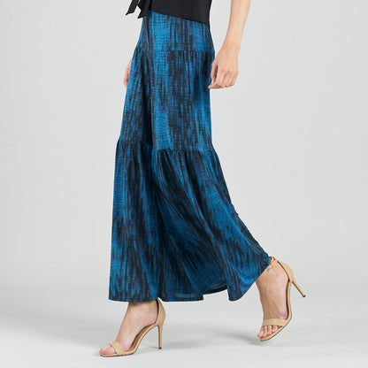 Crinkle Pleat Knit - Tiered Skirt-Pant - Water Ripple-Cobalt - Final Sale! | Clara Sunwoo Latest