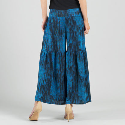 Crinkle Pleat Knit - Tiered Skirt-Pant - Water Ripple-Cobalt - Final Sale! | Clara Sunwoo Latest