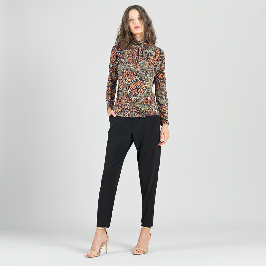 Mock Neck Pleated Detail Top - Mosaic Leaves - Final Sale! | Clara Sunwoo Everyday