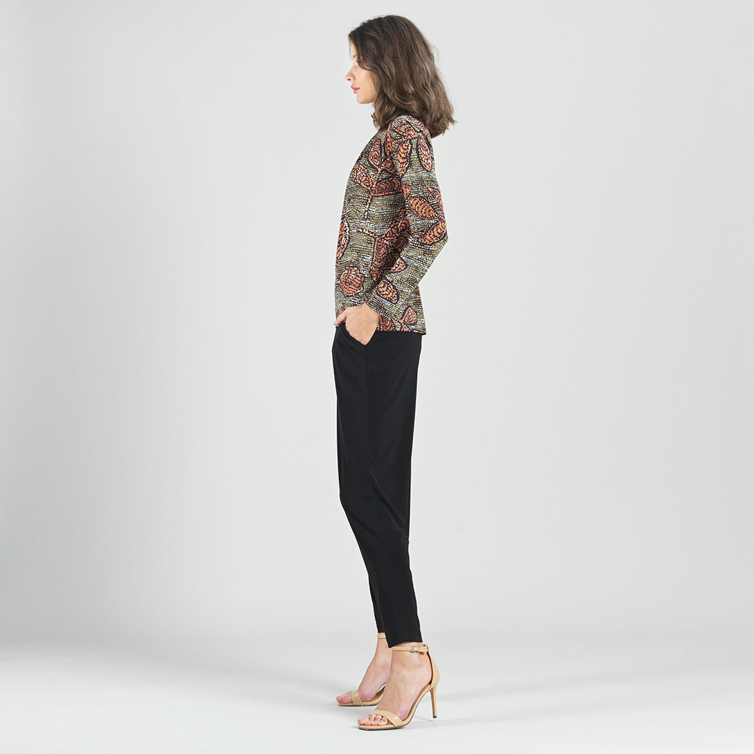 Mock Neck Pleated Detail Top - Mosaic Leaves - Final Sale! | Clara Sunwoo Everyday
