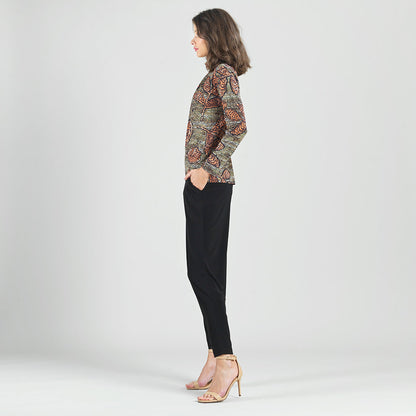 Mock Neck Pleated Detail Top - Mosaic Leaves - Final Sale! | Clara Sunwoo Everyday