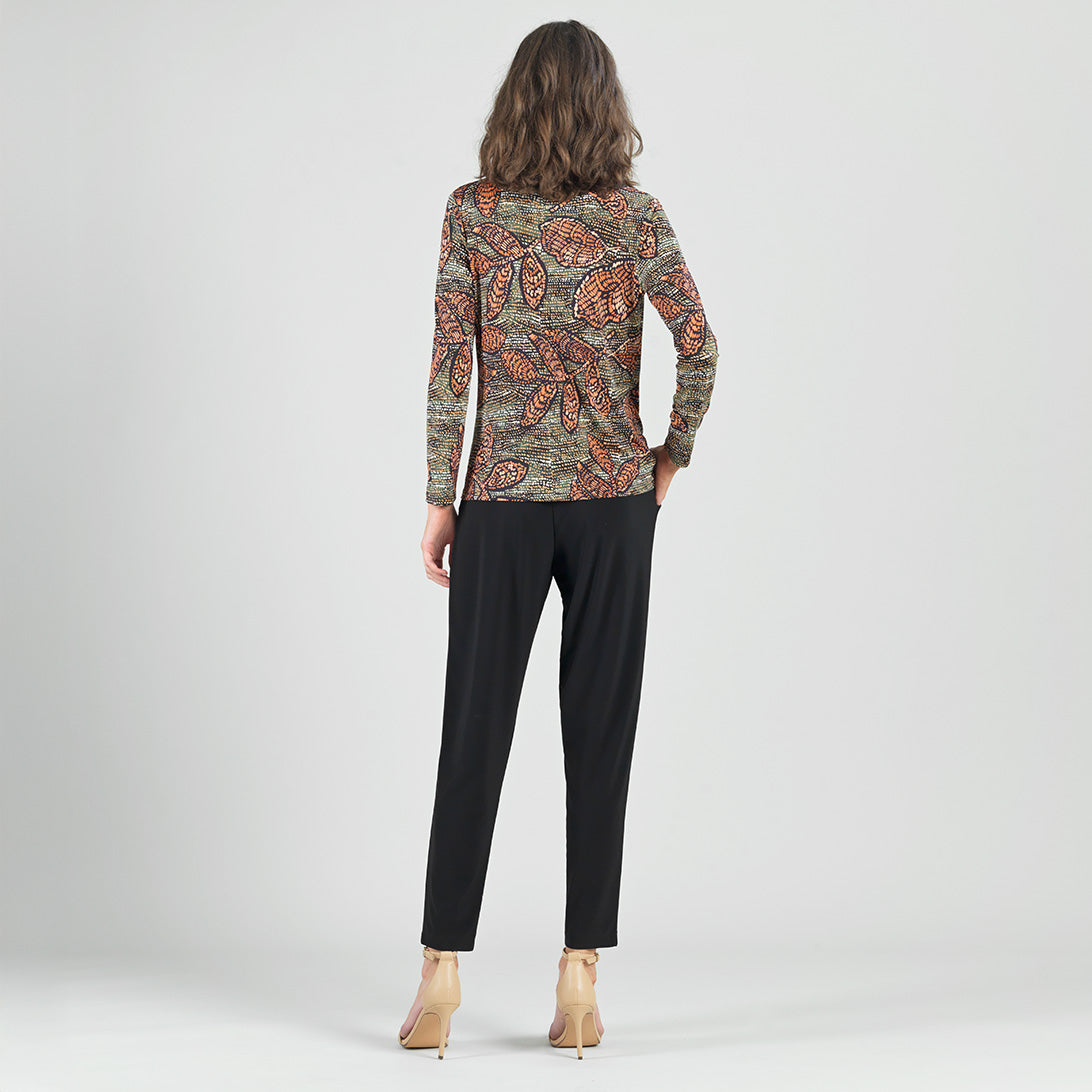 Mock Neck Pleated Detail Top - Mosaic Leaves - Final Sale! | Clara Sunwoo Everyday