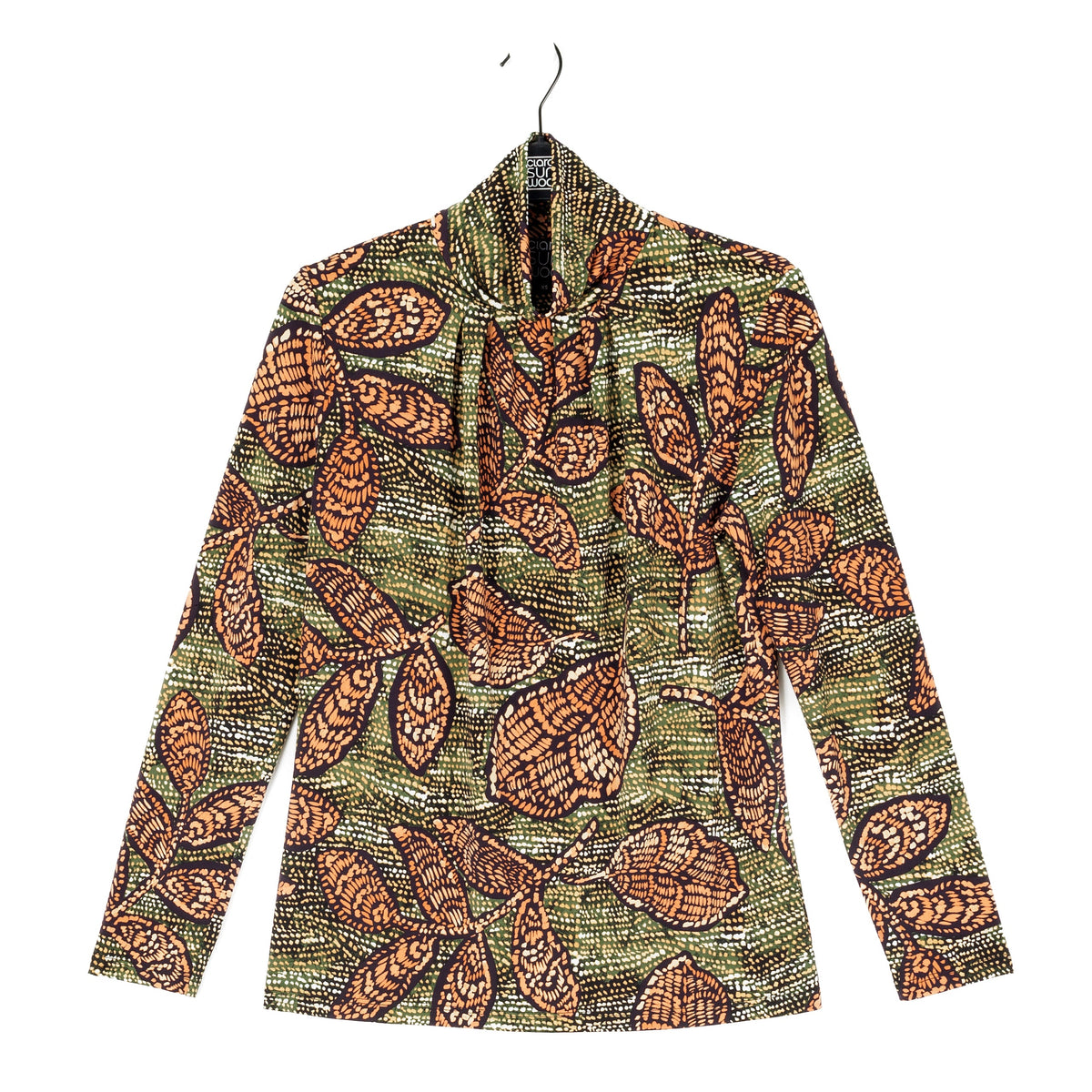 Mock Neck Pleated Detail Top - Mosaic Leaves - Final Sale! | Clara Sunwoo Everyday