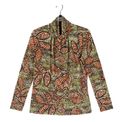 Mock Neck Pleated Detail Top - Mosaic Leaves - Final Sale! | Clara Sunwoo Everyday