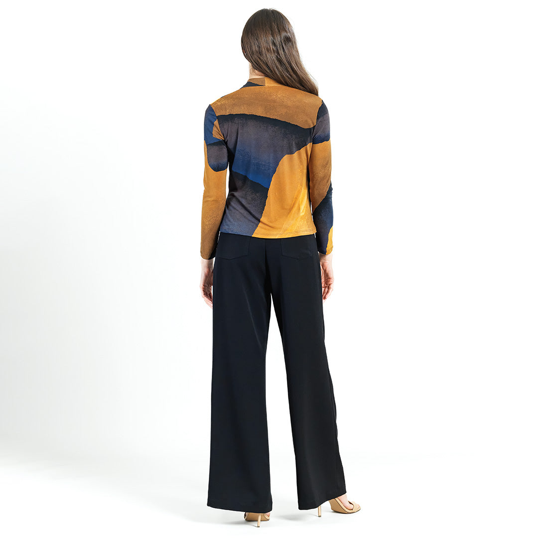 Long Sleeve Crossover Faux Wrap Top - Tan Watercolor - Final Sale! | Clara Sunwoo Deals