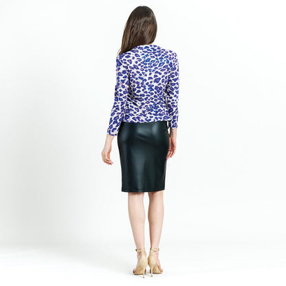 Foil Knit - Draped Neck Side Ruched Top - Plum Cheetah - Final Sale! | Clara Sunwoo Featured