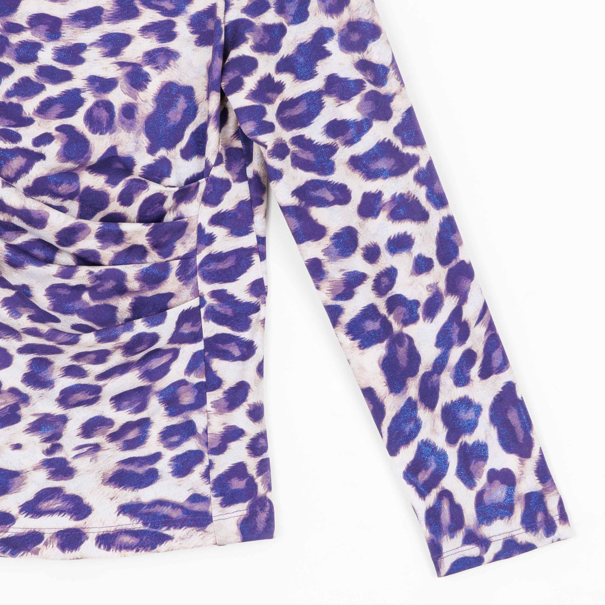 Foil Knit - Draped Neck Side Ruched Top - Plum Cheetah - Final Sale! | Clara Sunwoo Featured