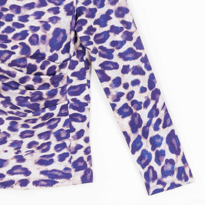 Foil Knit - Draped Neck Side Ruched Top - Plum Cheetah - Final Sale! | Clara Sunwoo Featured