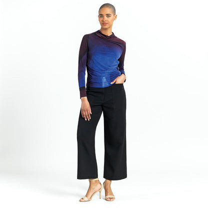 Draped Neck Side Ruched Top - Purple Watercolor - Final Sale! | Clara Sunwoo Recommended