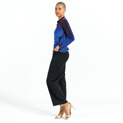 Draped Neck Side Ruched Top - Purple Watercolor - Final Sale! | Clara Sunwoo Recommended