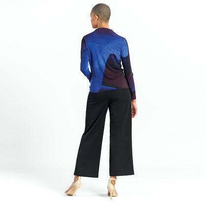 Draped Neck Side Ruched Top - Purple Watercolor - Final Sale! | Clara Sunwoo Recommended