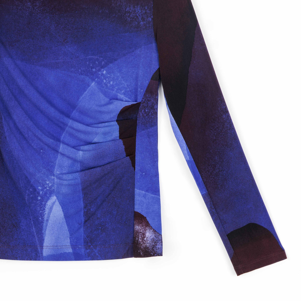 Draped Neck Side Ruched Top - Purple Watercolor - Final Sale! | Clara Sunwoo Recommended