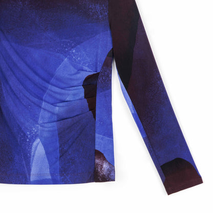 Draped Neck Side Ruched Top - Purple Watercolor - Final Sale! | Clara Sunwoo Recommended