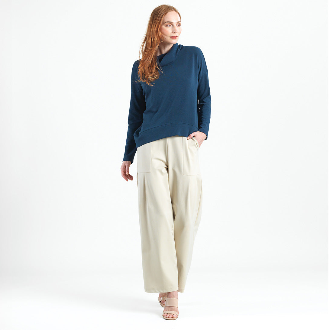 French Terry - Banded Hemline Sweater - Midnight Blue - Final Sale | Clara Sunwoo Trending