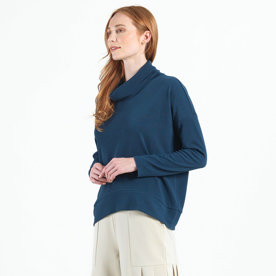 French Terry - Banded Hemline Sweater - Midnight Blue - Final Sale | Clara Sunwoo Trending