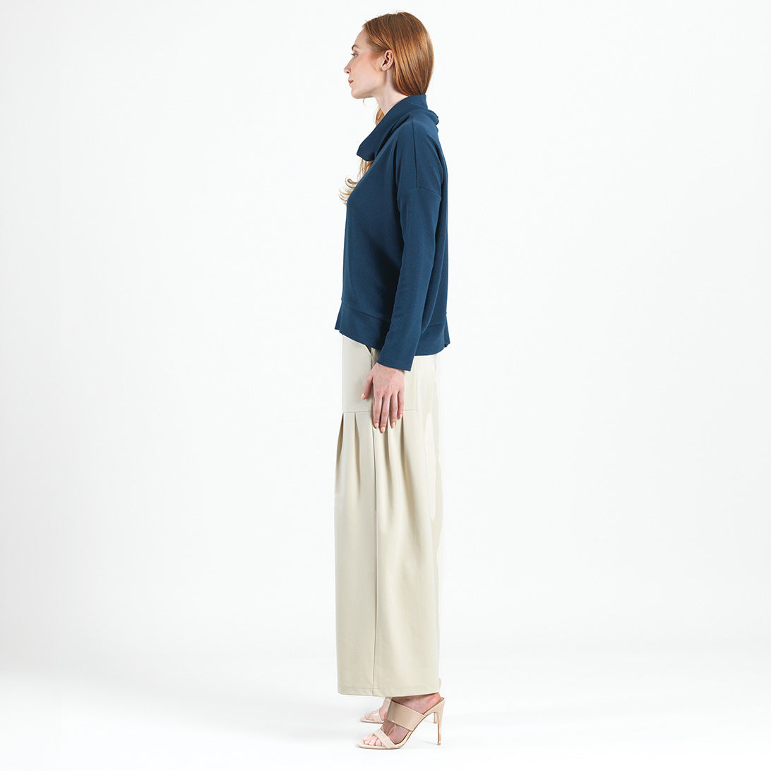 French Terry - Banded Hemline Sweater - Midnight Blue - Final Sale | Clara Sunwoo Trending