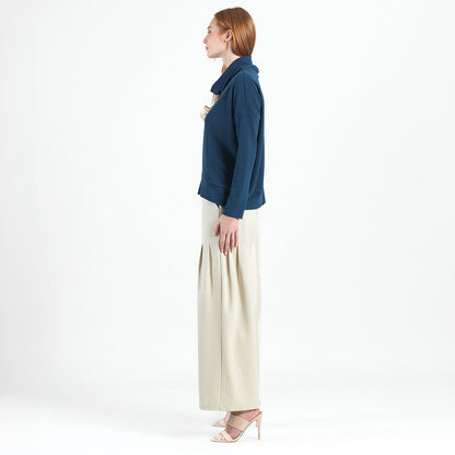 French Terry - Banded Hemline Sweater - Midnight Blue - Final Sale | Clara Sunwoo Trending