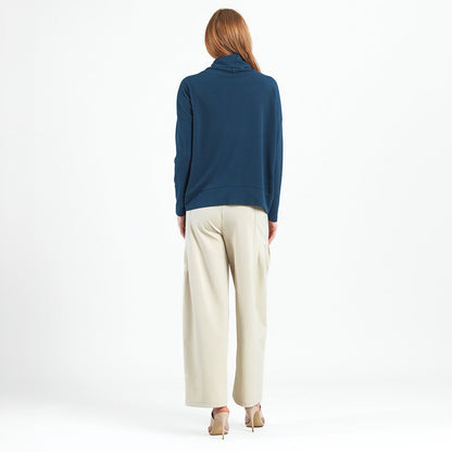 French Terry - Banded Hemline Sweater - Midnight Blue - Final Sale | Clara Sunwoo Trending
