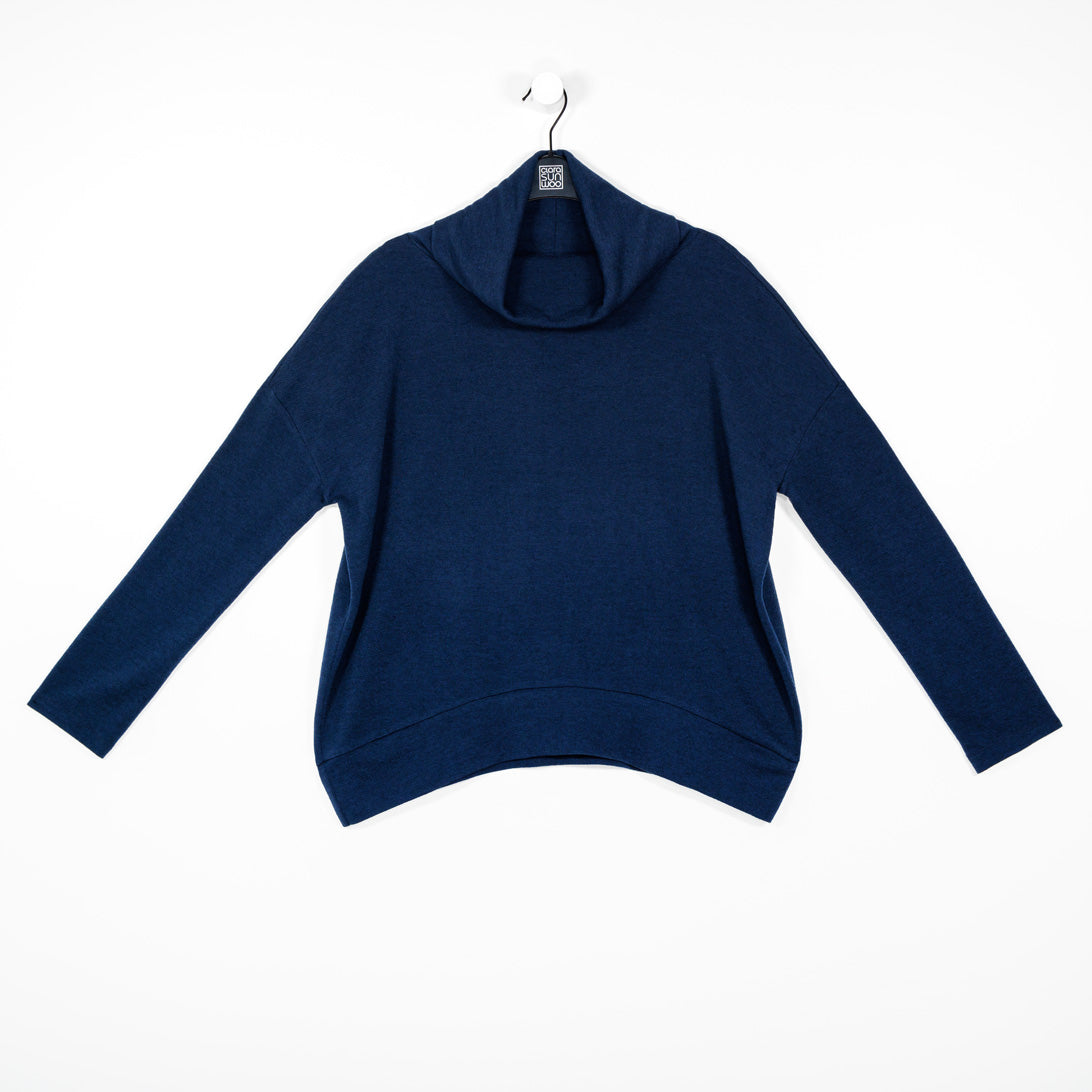 French Terry - Banded Hemline Sweater - Midnight Blue - Final Sale | Clara Sunwoo Trending