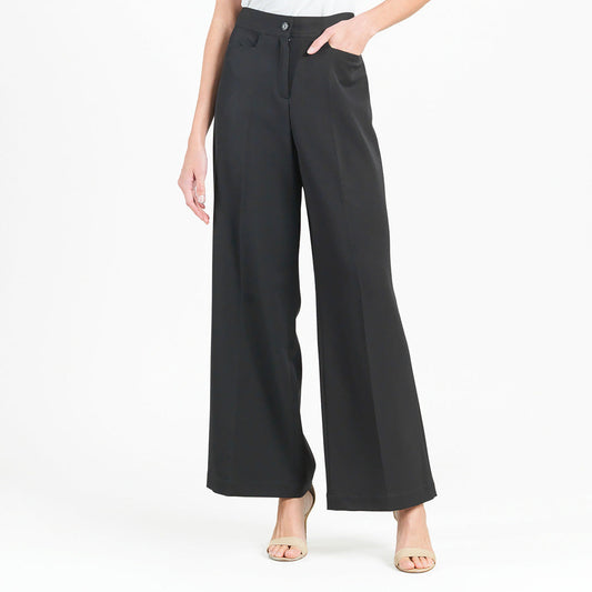 Woven Twill - Zip Closure Wide Leg Pocket Trouser - Black - Final Sale! | Clara Sunwoo Customer Favorite