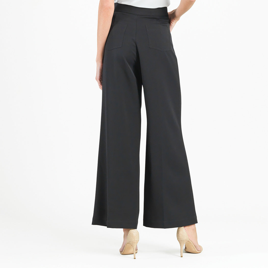 Woven Twill - Zip Closure Wide Leg Pocket Trouser - Black - Final Sale! | Clara Sunwoo Customer Favorite