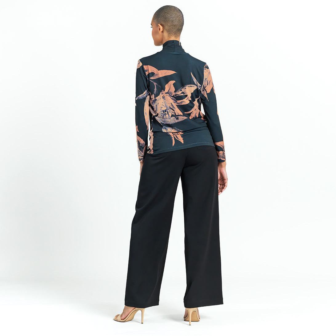 Mock Neck Pleated Detail Top - Abstract Lily - Final Sale | Clara Sunwoo Discount