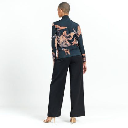 Mock Neck Pleated Detail Top - Abstract Lily - Final Sale | Clara Sunwoo Discount
