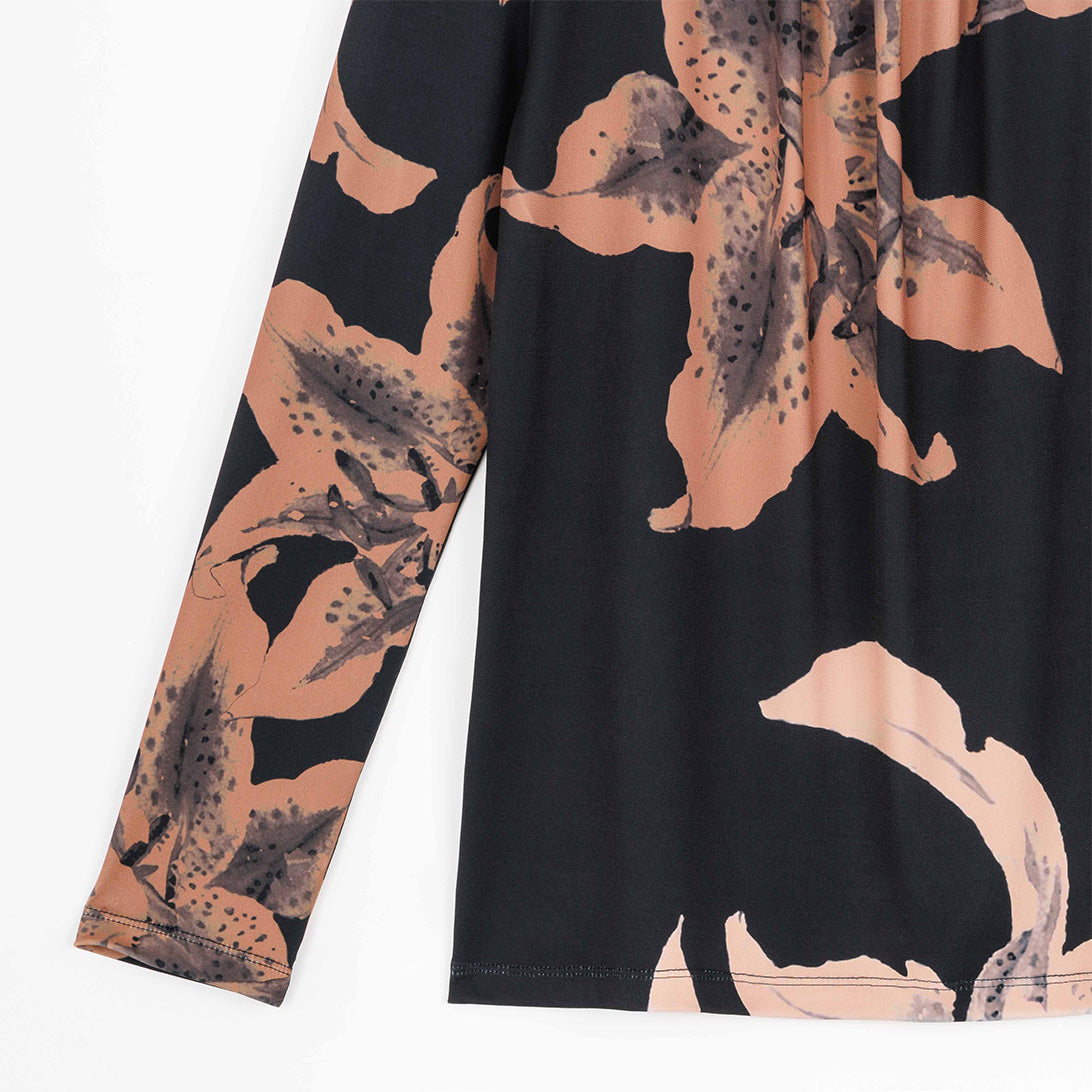 Mock Neck Pleated Detail Top - Abstract Lily - Final Sale | Clara Sunwoo Discount